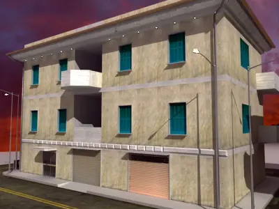 Building apartment at night 3D model
