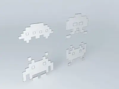 space invaders wall decor art arte decoração de parede space ... Free 3D model