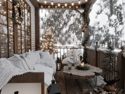 Christmas Home - Porch Blender Scene 3D model