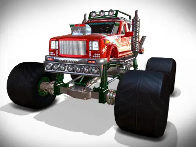Monster Truck Low-poly 3D model