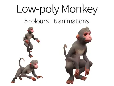 aniamted monkey Low-poly 3D model