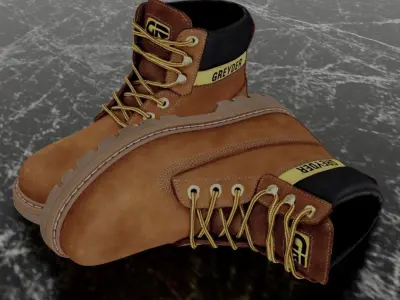 GREYDER - 3D BOOTS - CAMEL Low-poly 3D model