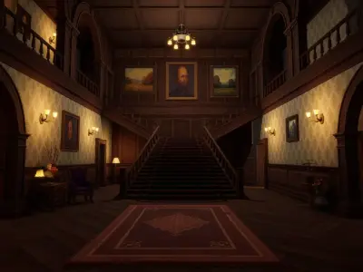 Stylized 3D Victorian Mansion  Low-poly 3D model