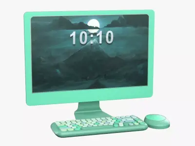 Sweet Pc Set Monitor Keyboard Mouse River Green Version 3D model