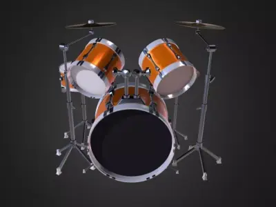 Drum Set 5 Pc Complete Set Cymbals 3D model