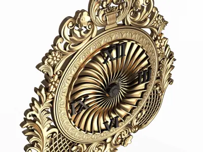 Classic Wall Clock 03 Gold Low-poly 3D model