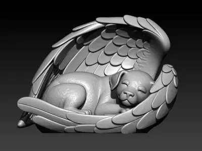 Angel Dog model - Statue Dog - 3D print 3D print model