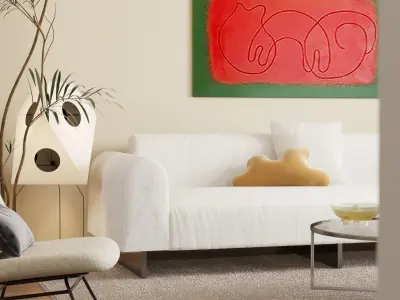 Mid Century interior scene 3D model 3D model