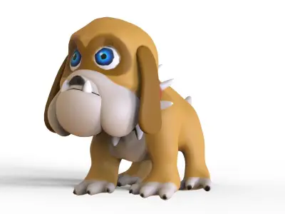 Bulldog Toon Low-poly 3D model
