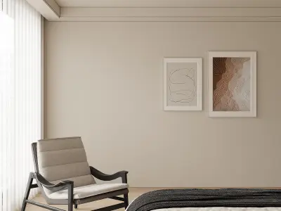 Modern bedroom 3D model 4