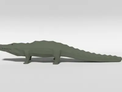 Low Poly Cartoon Crocodile Low-poly 3D model