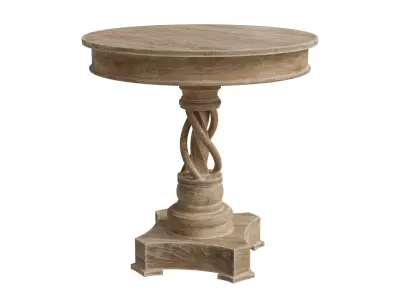 Solid Wood Pedestal End Table 3D model