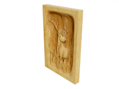 Wooden Deer Carved Board 3D model