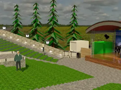 Amphitheatre outdoor stage in field 3D model