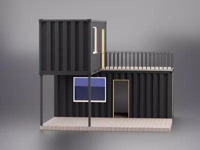 Modern Two Story Container House  Blender Twinmotion Low-poly 3D model