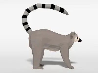 Low Poly Cartoon Ring Tailed Lemur Low-poly 3D model