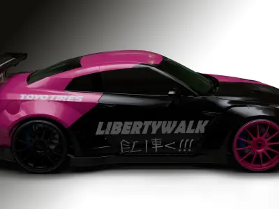 Nissan GTR R35 LB  Low-poly 3D model