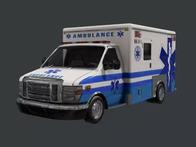 Vehicle Ambulance Rescue Truck Game Ready 01 Low-poly 3D model