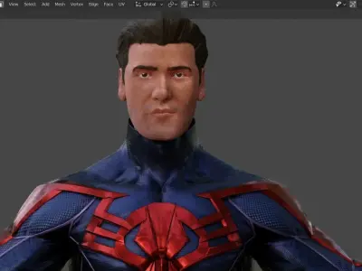 Spider-Man 2099 Miguel O hara 3D Model Free low-poly 3D model