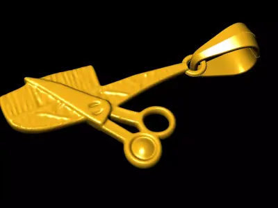 scissors comb pendant charms - one inch pendant 3D print model