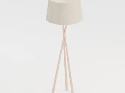 Wooden Tripod Floor Lamp 3D model