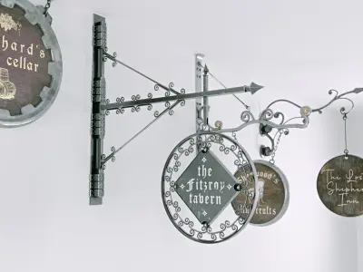 Fantasy Hanging Signage 3D model