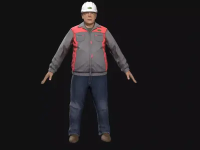 Factory worker low poly Low-poly 3D model