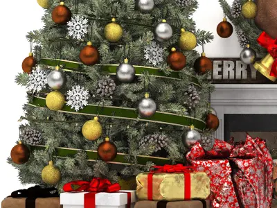 christmas tree with fireplace 3D model