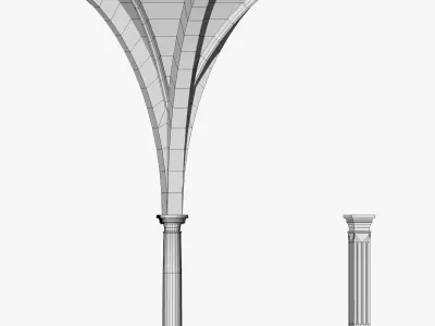 Vaulting 5-4  Gothic 750m spcd  with thin arches and thick curbs Low-poly 3D model