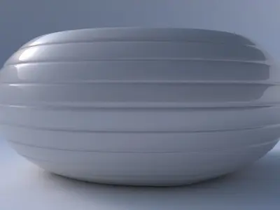 Bowl spheric squeezed wide with smooth horizontal dents 3D print model