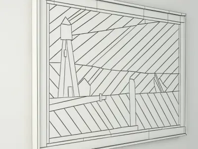 Folk Art Painted Wood Lathe Assemblage Lighthouse 3D model