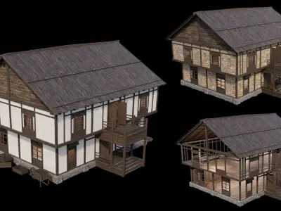 Medieval Village Pack 01 - 3 Assets - 4K Textures Game Ready Low-poly 3D model