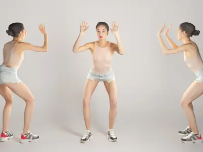 Beautiful woman playing beach volleyball 297 Low-poly 3D model