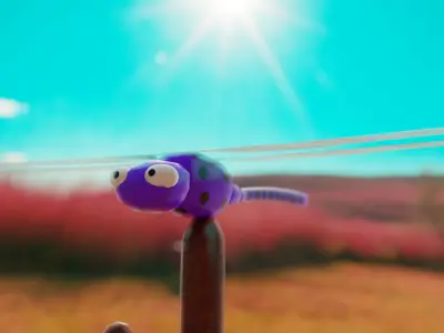 Cute Frog with Mini scene Low-poly 3D model