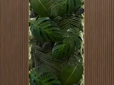 Vertical Leaf Tropical Wall Low-poly 3D model