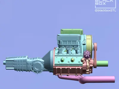 Flat six ENGINE 1-24th for modelkits and diecast 3D print model