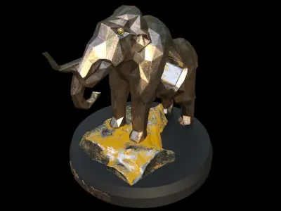 Steampunk Mammoth Rock Low-poly 3D model