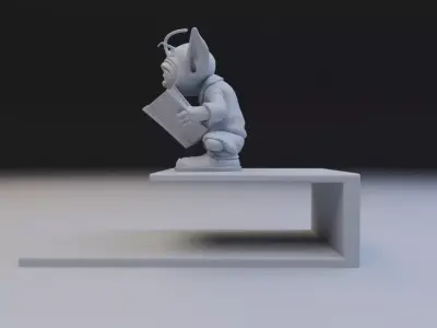 alien reading book book stand  3D print model purchase