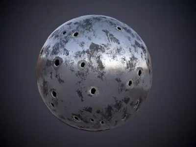 Metal Rust Bullet Holes Seamless PBR Texture Texture