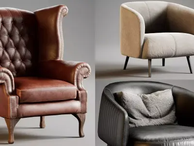 Low POLY Armchair Collections for Unreal Engine 4 Low-poly 3D model