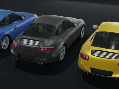 Generic Coupe Car With Interior Lowpoly 3D Model Low-poly 3D model