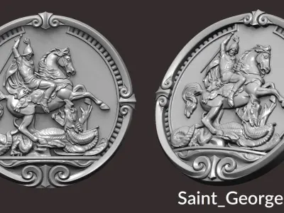Saint George and the Dragon 3D print model