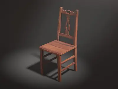 Wooden Chair Low-poly 3D model
