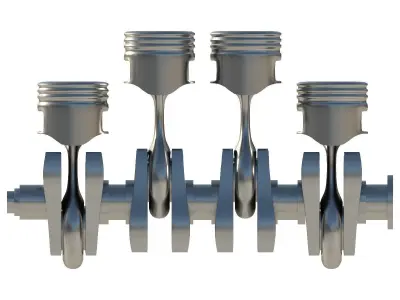 Crankshaft four metal pistons 3D model