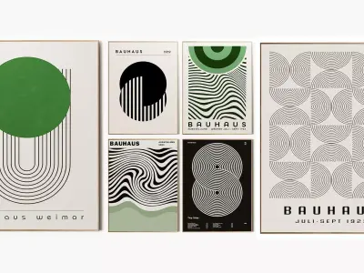 Bauhaus Green Poster Set 3D model
