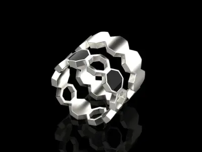 Wedding Bee Honeycomb ring 256 3D print model