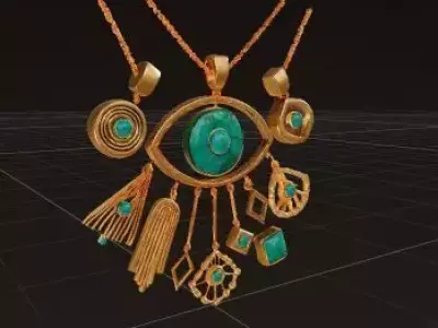 Turquoise Talisman Necklace  Evil Eye Amulet 3D print model