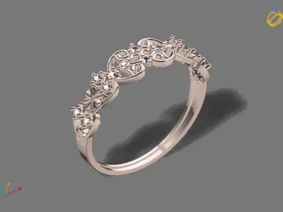 Womens Diamond Signet Ring Women Rings 3dmodels 3D print model 3D print model 2
