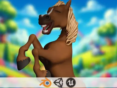 Happy toon Hooves Cartoon Horse 3D Model Low-poly 3D model