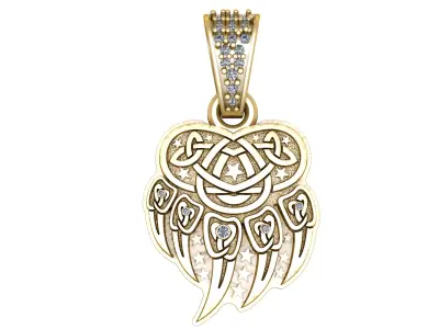 BEAR PAW DAIMOND PENDANT 3D PRINTABLE MODEL  3D print model